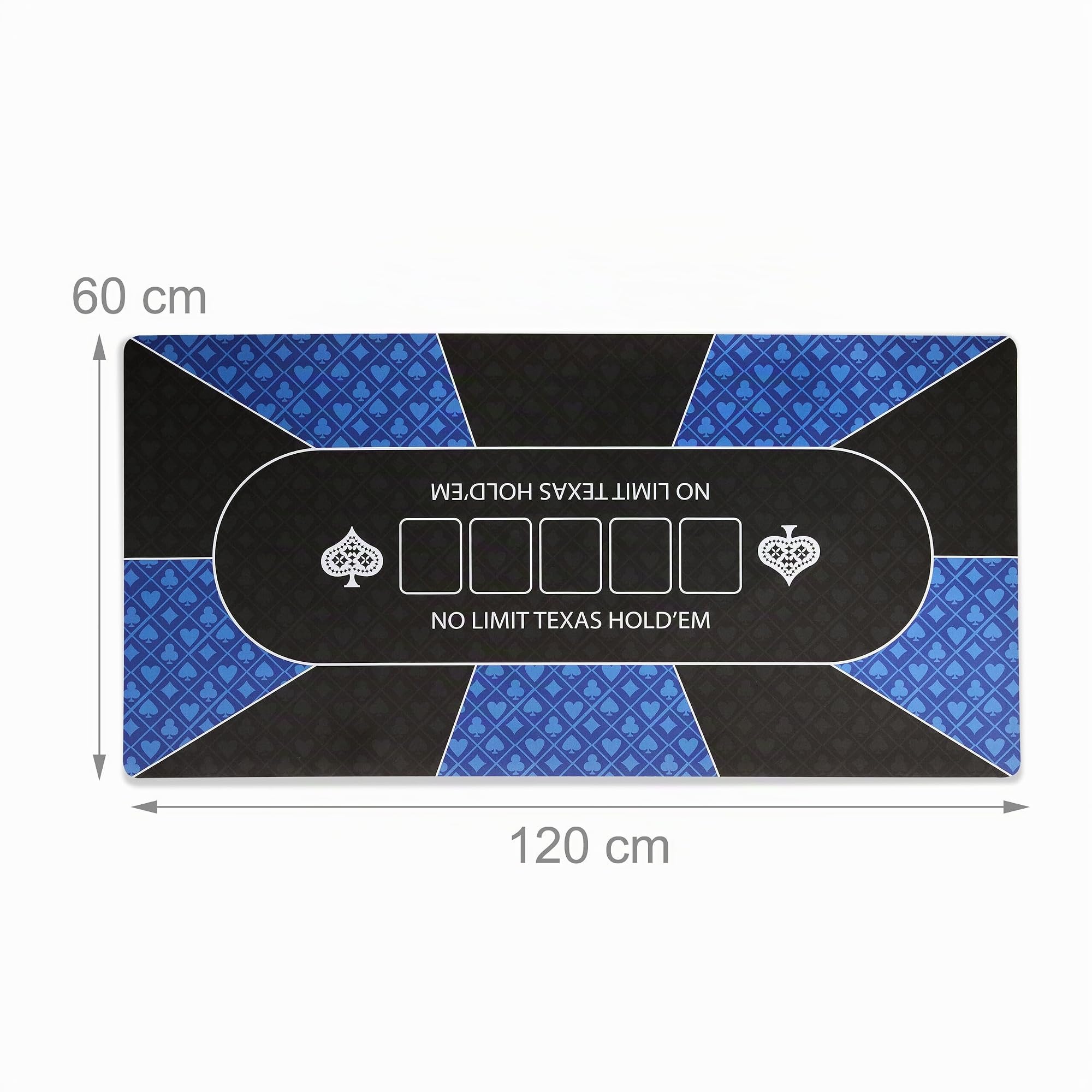 Relaxdays Tapis de Poker ou Texas Hold'em, Dessous antidérapant, Emballage, 10 Joueurs, 120 x 60 cm, Bleu et Noir