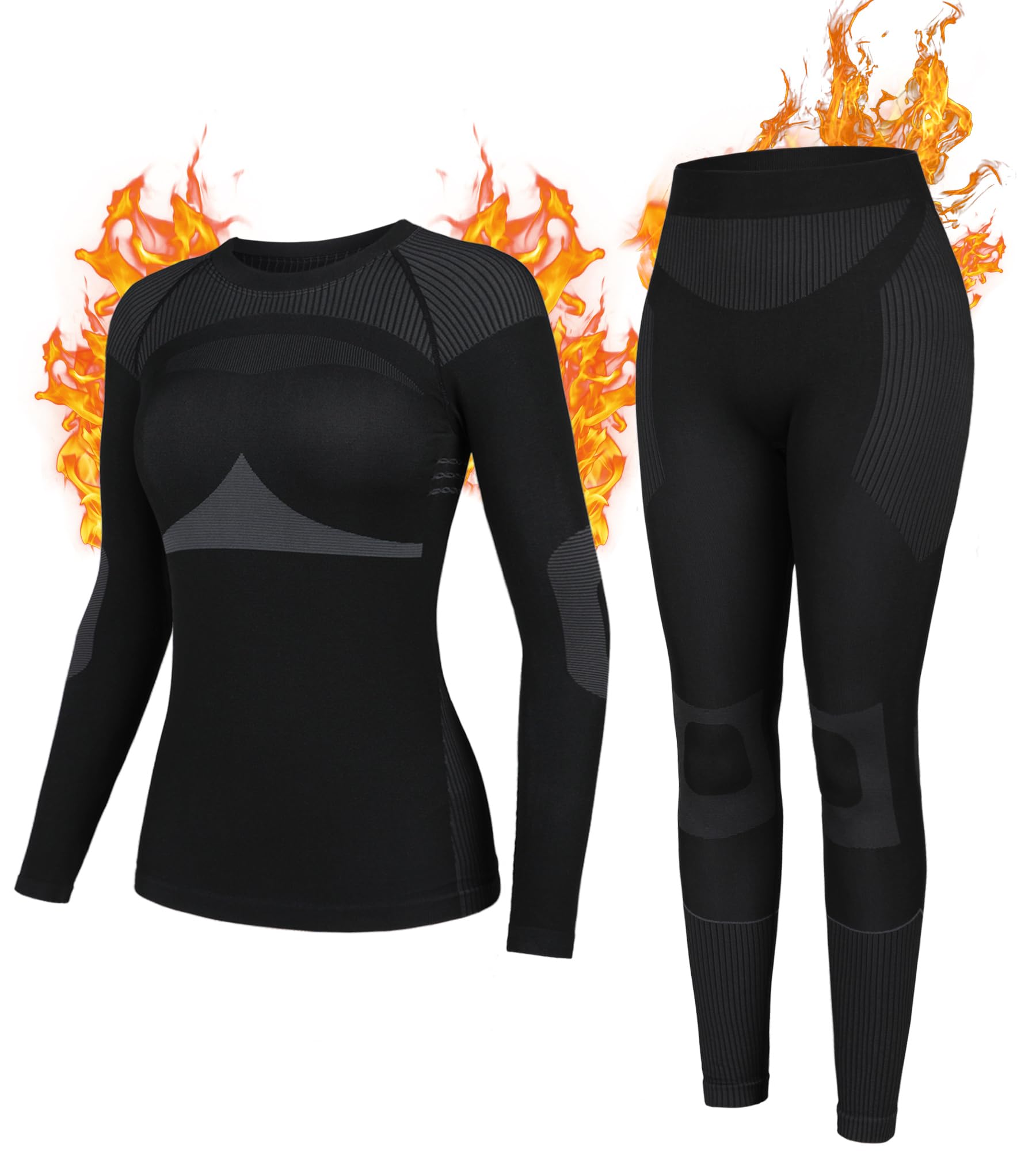 ATTRACO Thermal Underwear Set for Women Long Johns Warm Base Layer Top & Bottom for Cold Weather