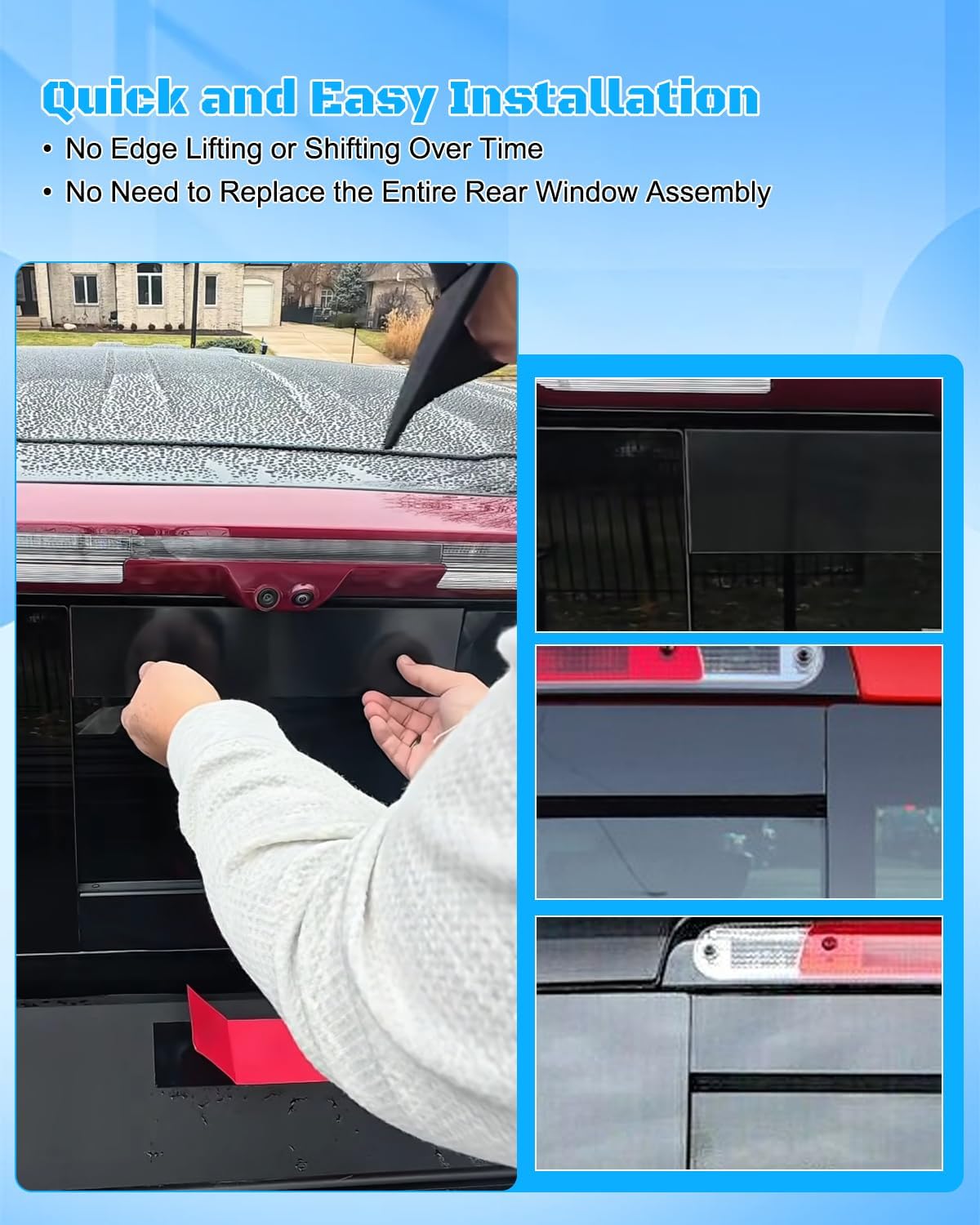 Rear Window Trim Fit for Silverado Sierra 1500 2500 3500, Gloss Black