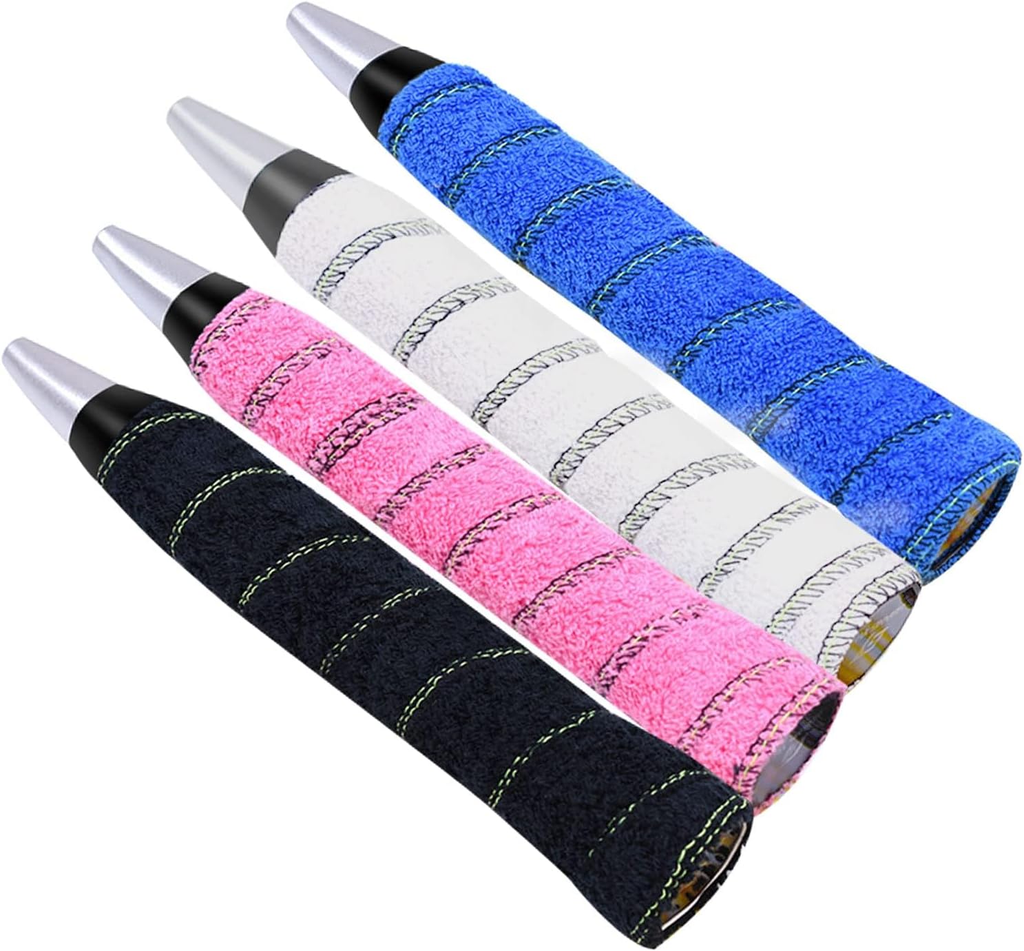 Toweling Racket Overgrip, 4 Pcs Super Absorbent Cotton Towel, Skid Resist Absorb Sweat Grip Tape, Handles Protection for Tennis Badminton Racquetball Squash Baseball