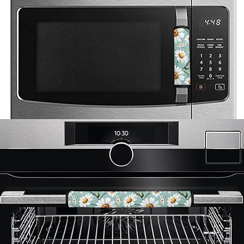 Miniatura 14 de Juego de 4 fundas protectoras de repuesto para manija de puerta de refrigerador con temática de té de la tarde para microondas, horno, refrigerador