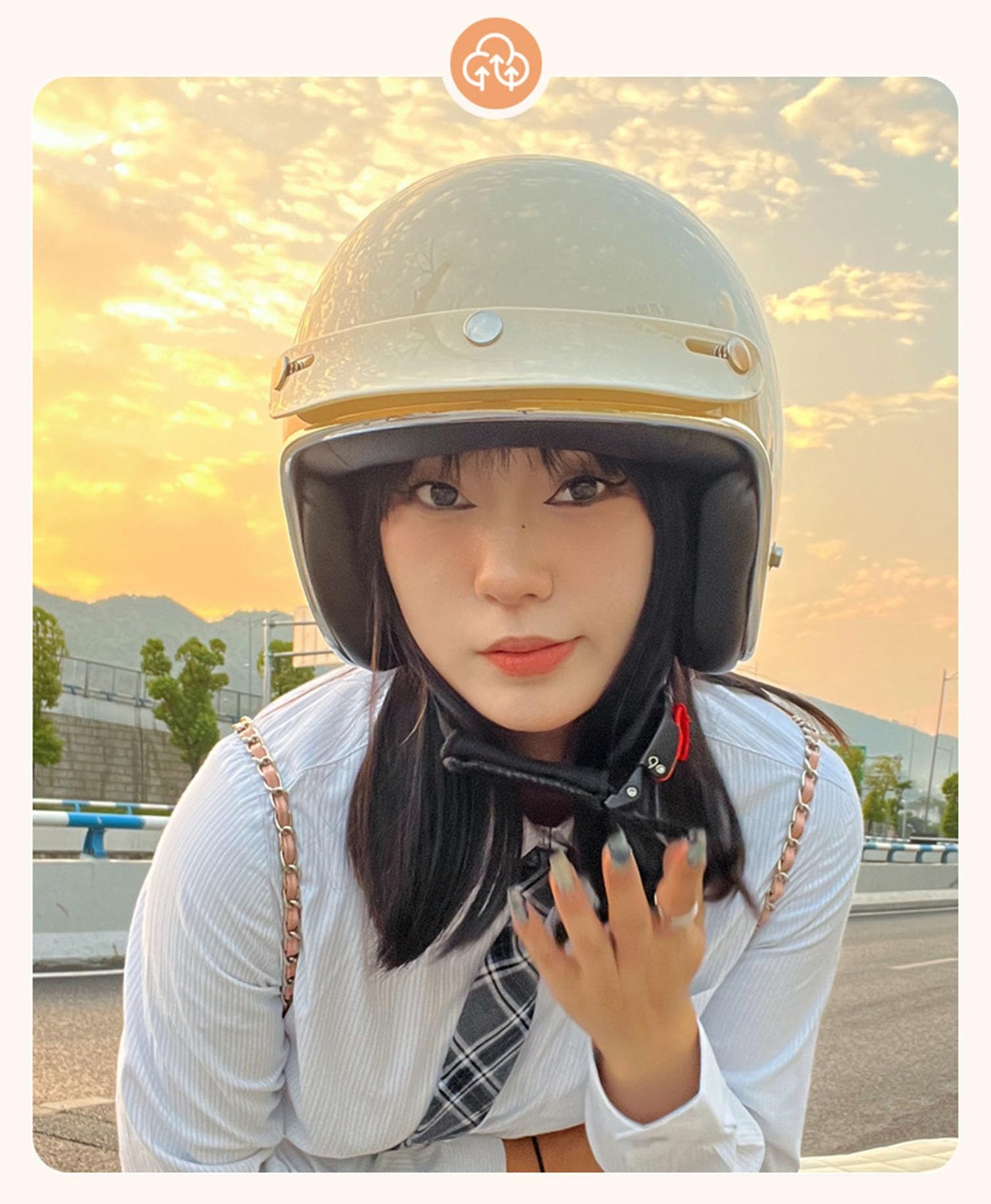 Casco Medio de Cara Abierta Vintage, ECEDOT Homologado Classic Casco Moto Jet Abierto Custom Scooter Casco Moto para Mujer Hombre Adultos(5,L=59~60cm)