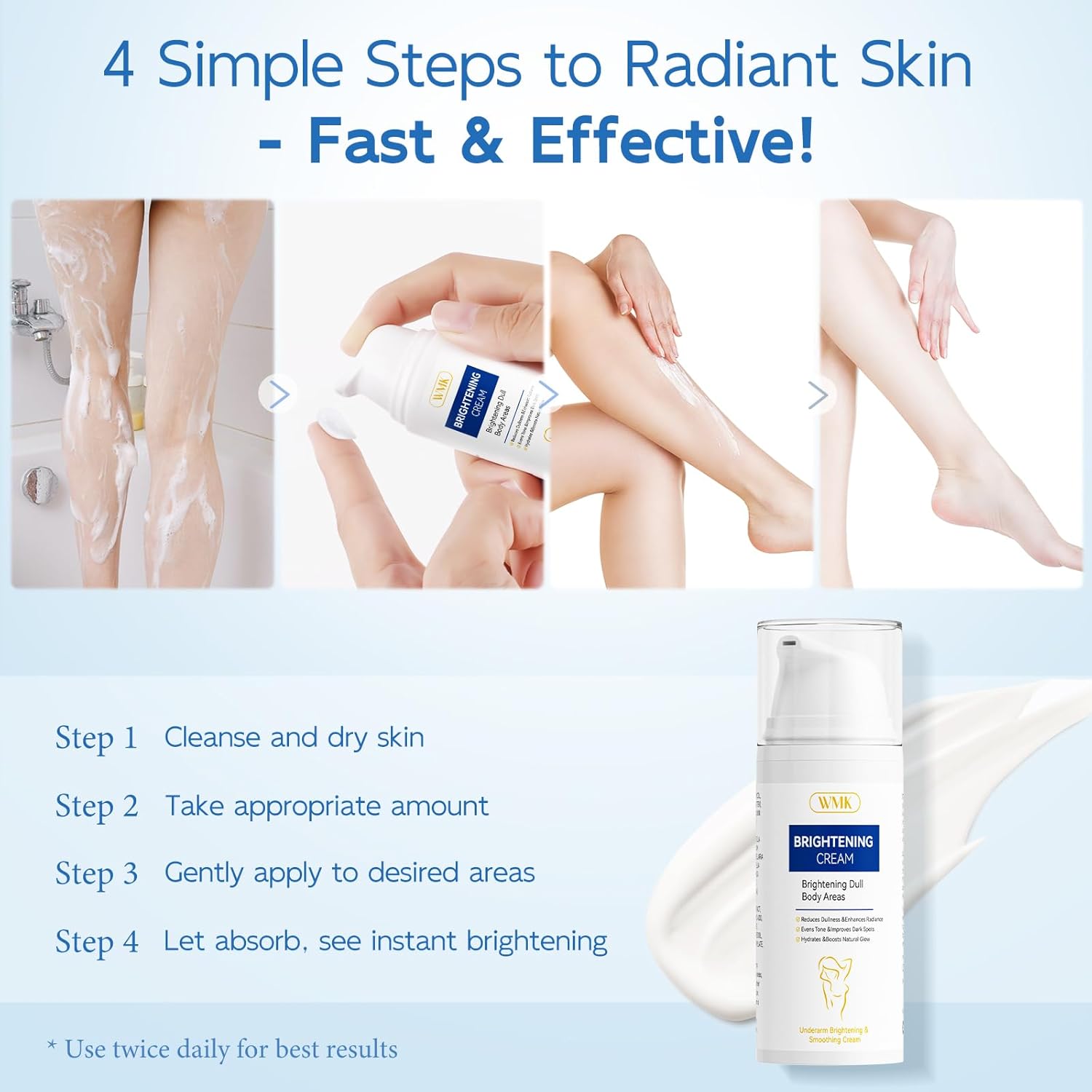 WMK Skin Brightening Cream for Intimate Areas – Vitamin C Dark Spot Remover for Underarms, Knees, Elbows & Bikini Line - Image 2