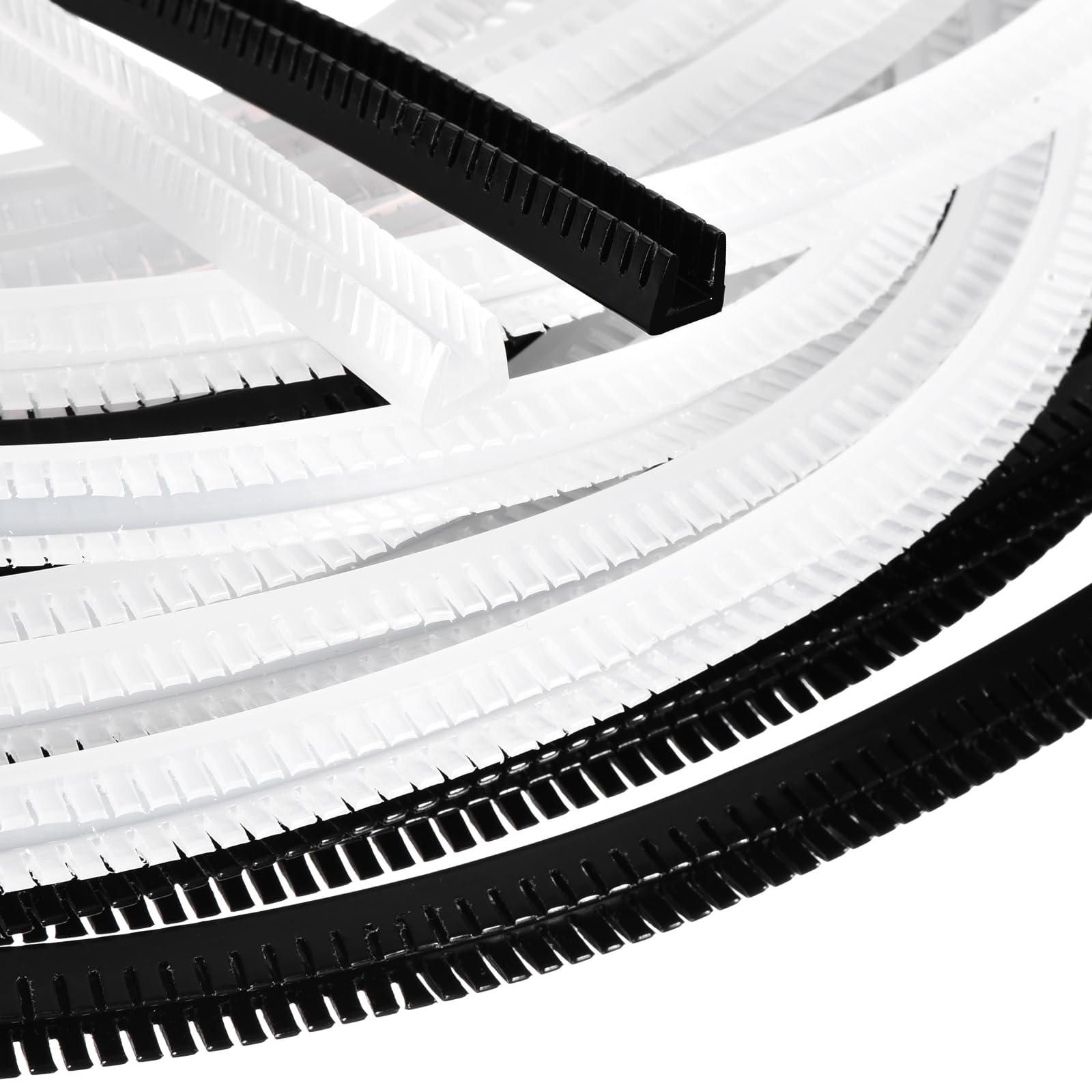 sourcing map 2Pcs U-Shaped Grommet Edging Trim, Fits 6.5-7mm Thickness 33ft Sharp Edge Protectors Push-in Toothed Cable Grommet for Steel Glass Plastic Wood Panel Electrical Wire, Black/White