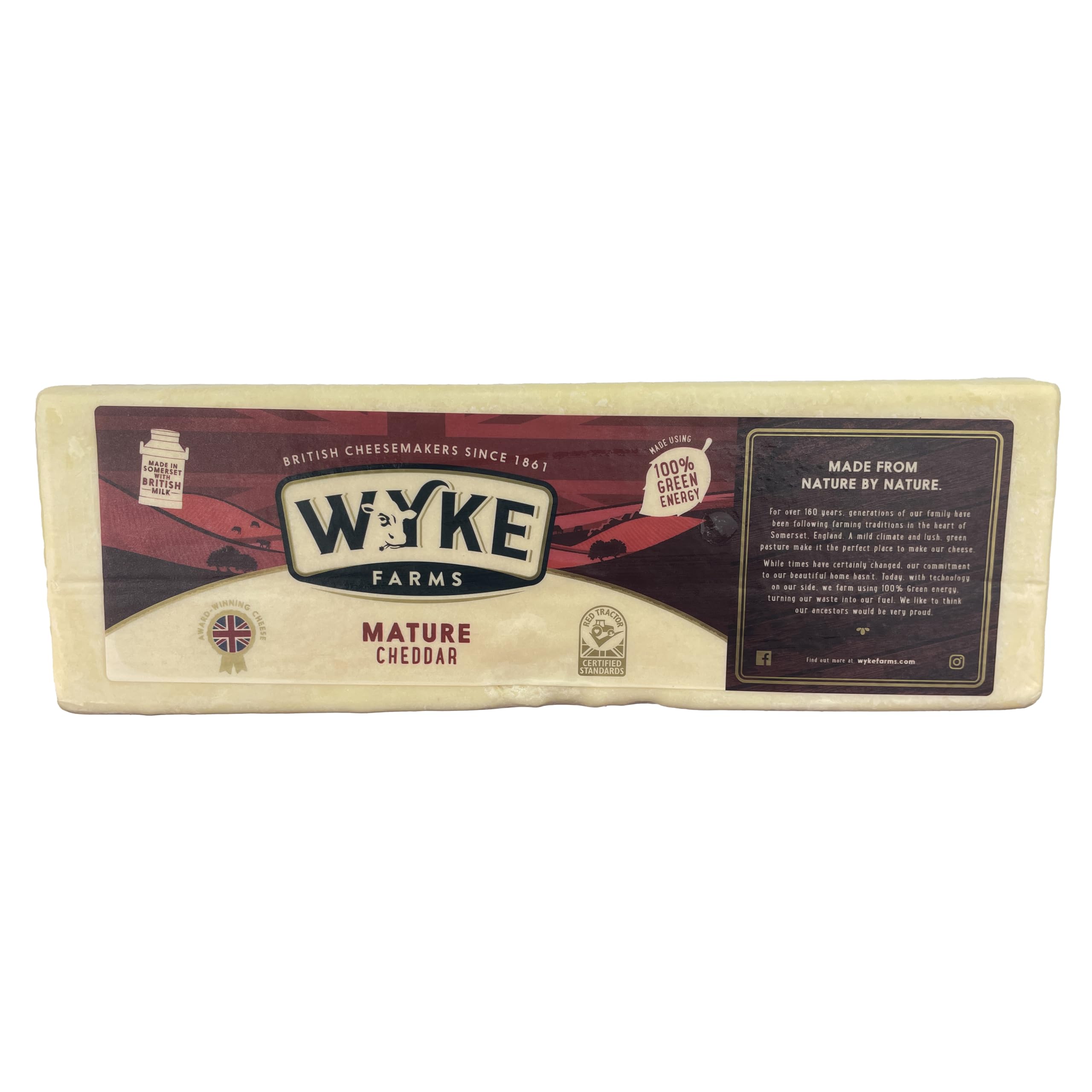 WYKE CHEDDAR-KÄSE-BLOCK 2,5kg DOP mature cheddar cheese 12 Monate gereift englischer Schnittkäse perfekt zu Burgern Nudeln Pasta Pizza mac-n-cheese