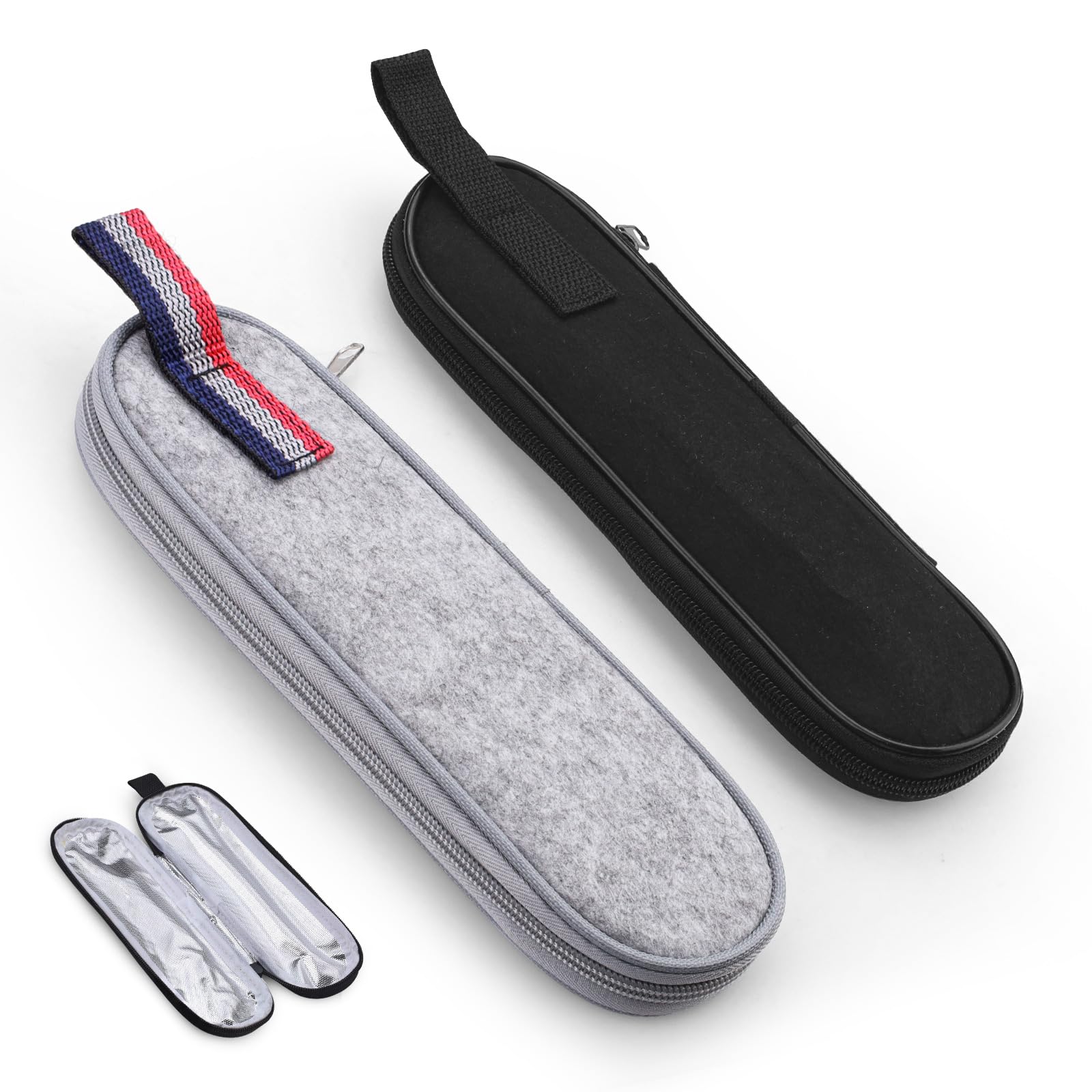 Modixun 2 Pack Utensil Travel Case Carrying Bag, Felt Cutlery Utensil Pouch Zipper Flatware Holder Portable Silverware Storage Sleeve for Chopsticks Straw Spoon Knife Fork