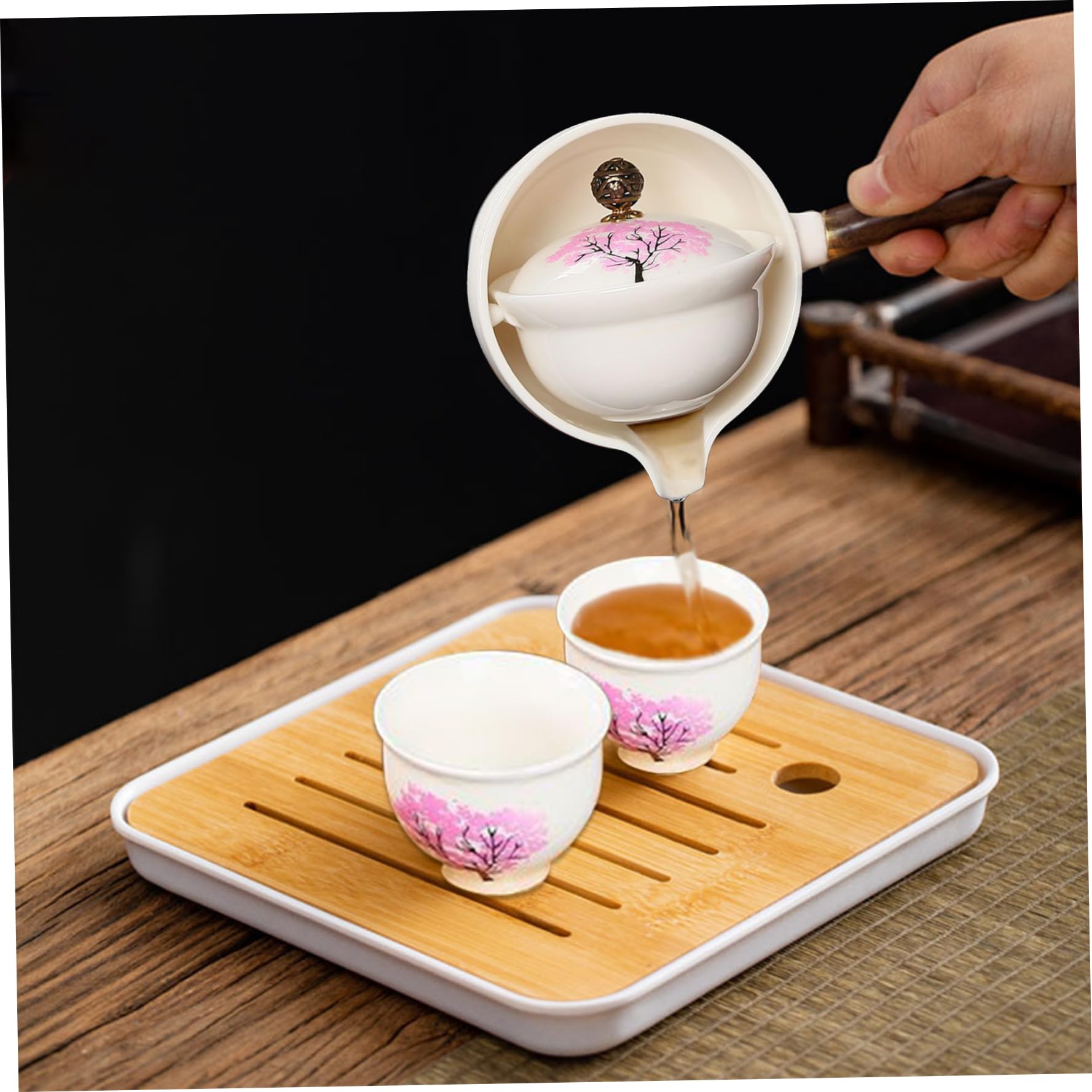 Teekannen-Set Chinesisches Tee-Set Porzellan-Tee-Set Japanische Teekanne Porzellan Japanisches Tee-Set Mit 360-Grad-Drehung Teebereiter Und Teesieb Tragbares Reise-Tee-Set Mit Anti-Verbrühungs-Griff F
