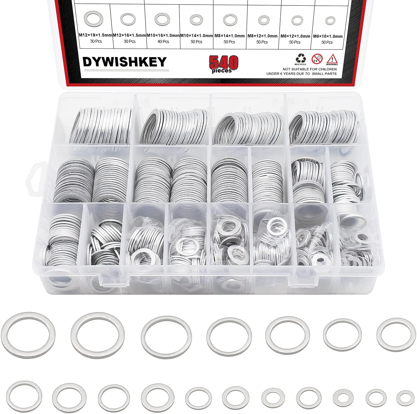 Buy DYWISHKEY 540Pcs 18 Sizes Automotive Metric Oil Drain Plug Gasket
