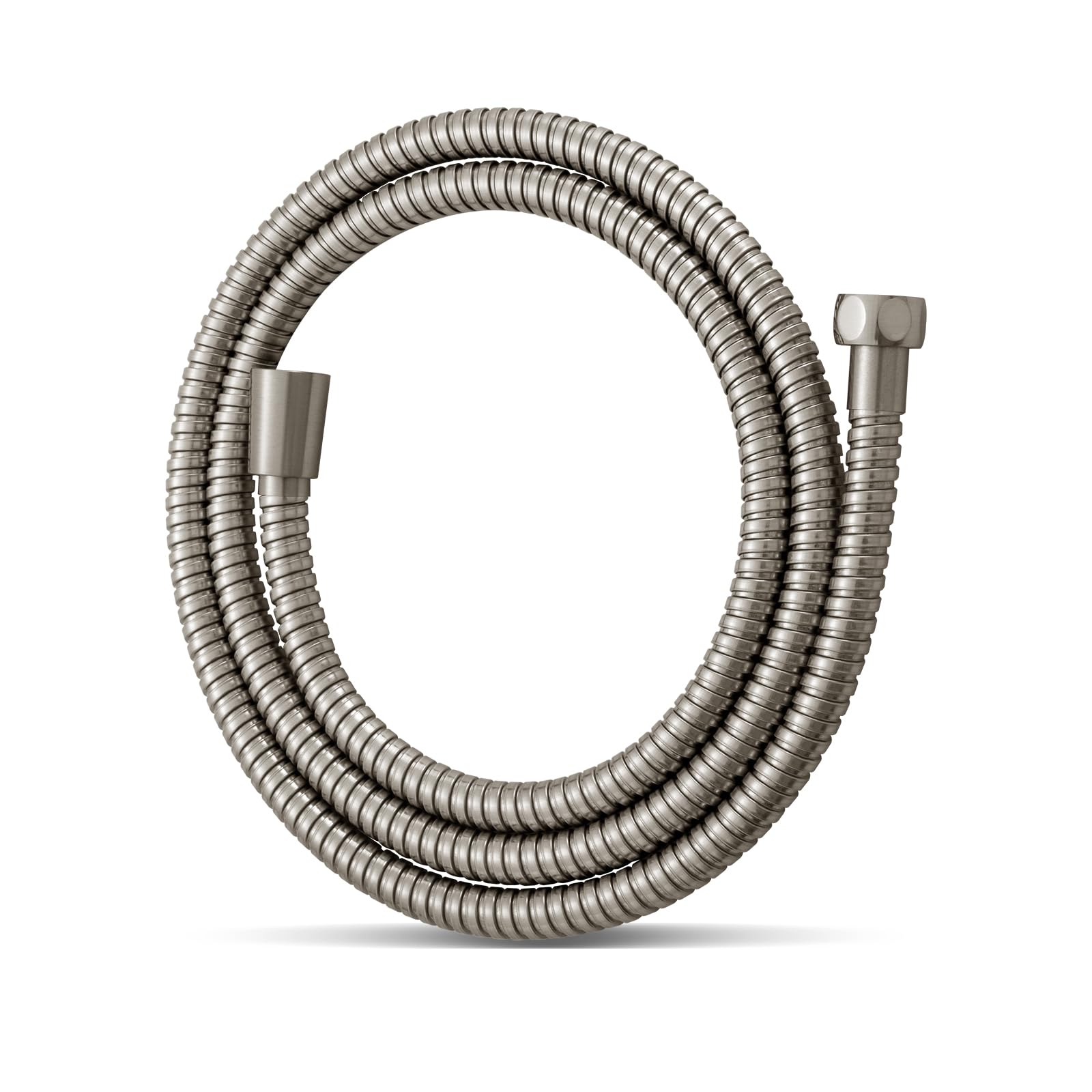 OFFO Flexible Douche 2m, avec Protection Anti-Torsion,Tuyau Douche en Acier Inoxydable, Remplacement du Flexible de Douche, pour Robinetterie de Salle de Bains, Nickel Brossé