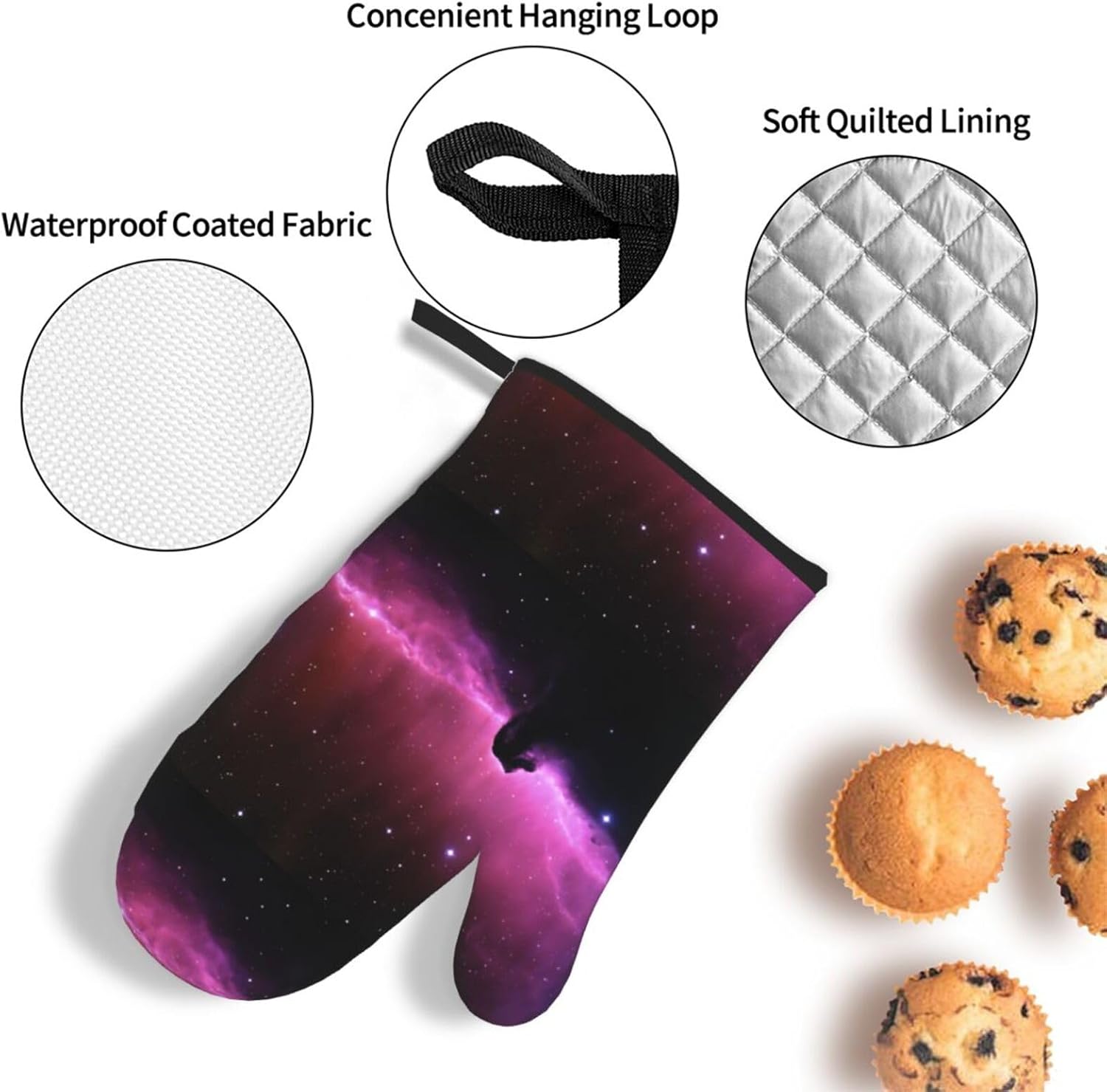 Dark Star Sky Print Heat Resistant Microwave Gloves, Used for Baking, Cooking, and Fashion Kitchen Essentials