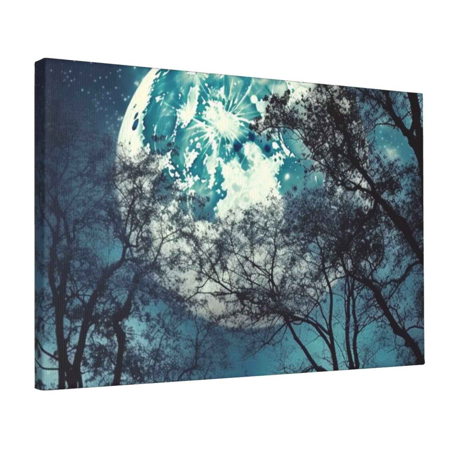 Impression sur toile lune bleue affiche murale moderne 30x45cm - 8