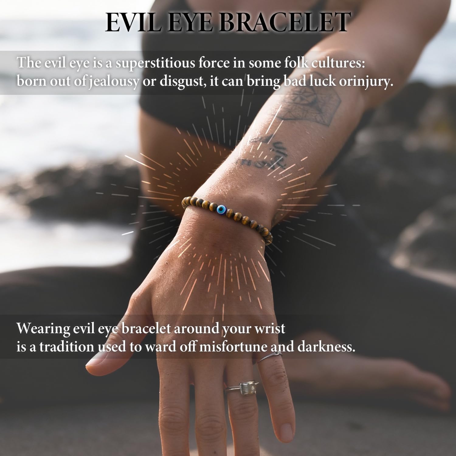 Evil Eye Bracelet 6mm Beaded Bracelets for Men Gift for Birthday/Anniversary/Christmas - Image 4