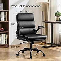 Vista 2 de Silla de oficina ajustable con respaldo medio ejecutivo, silla de escritorio cómoda de piel regenerada con soporte lumbar ergonómico