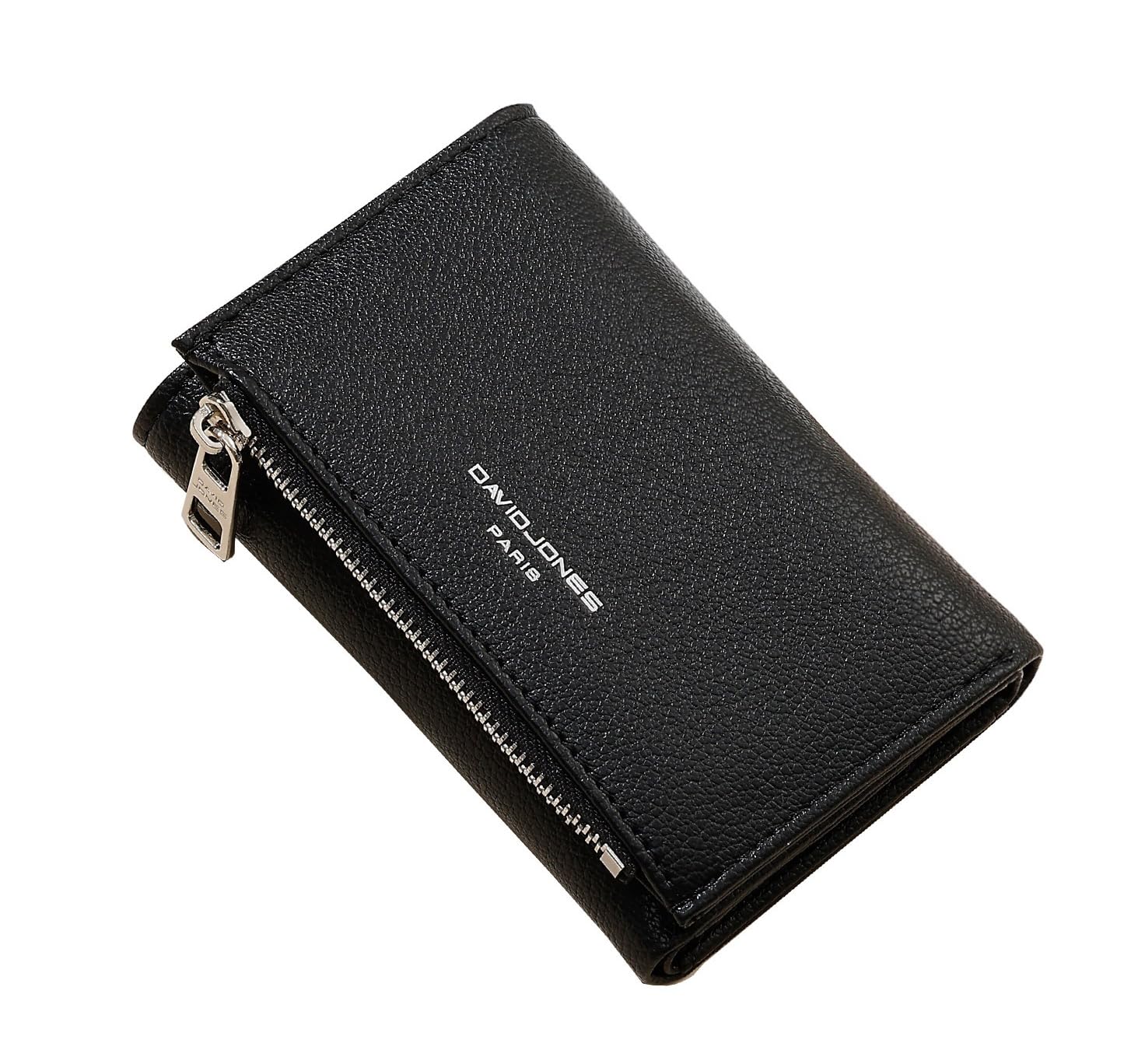 David Jones - Portafoglio Portamonete Lungo Donna - Portacarte Simil Pelle PU - Molti Scomparti Tasche per banconote e monete - Nero