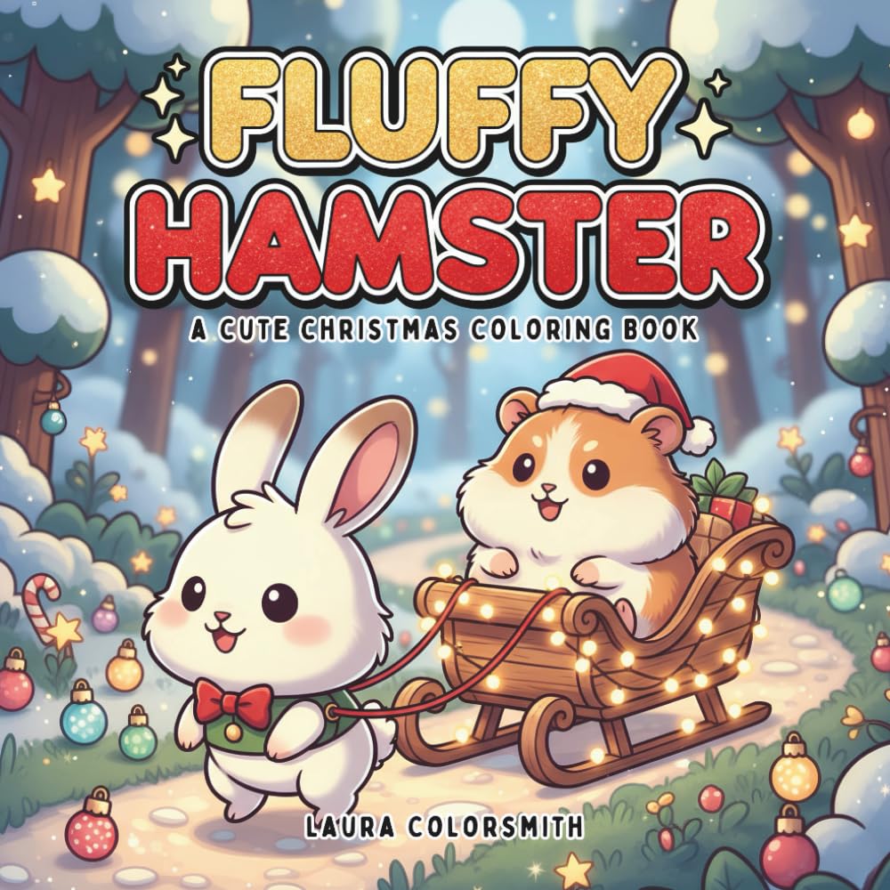 Fluffy Hamster - A Cute Christmas Coloring Book: Adorable Holiday Hamster Scenes with Simple, Funny, and Easy-to-Color Christmas Designs for All Ages (Coloring Book For Winter)