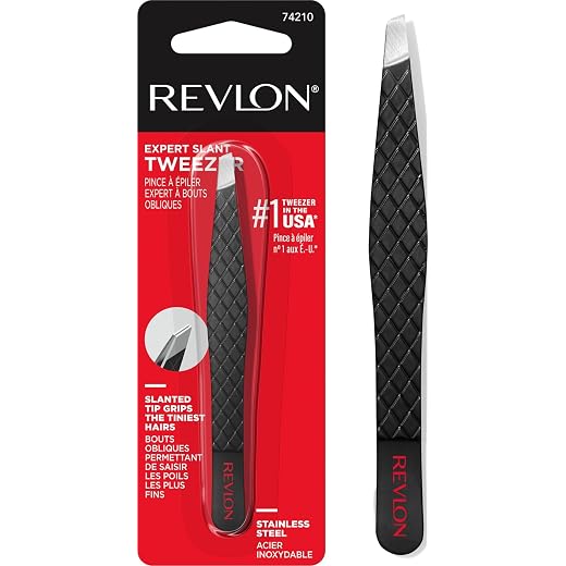 Revlon Expert Slant Tip Tweezer, Black, 1 Count