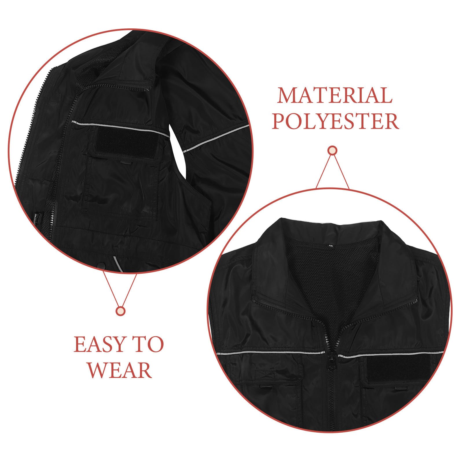 ARTIBETTER Chaleco de Adiestramiento para Perros, Chaleco Protector para Adiestrador de Perros, Poliéster, 2XL, Negro, Múltiples Bolsillos, Tiras Reflectantes, para Obediencia y Sesiones