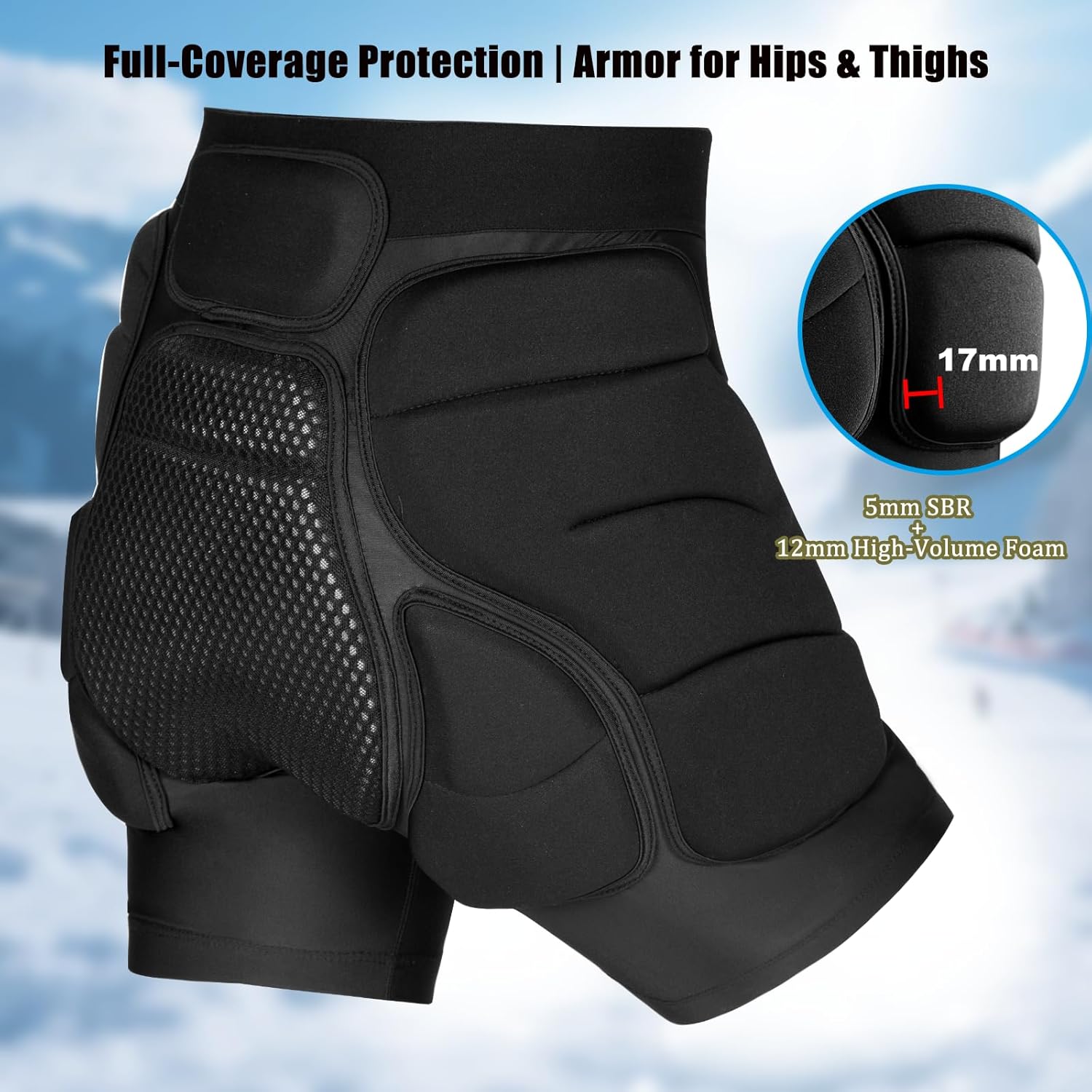 3D Protective EVA Hip Butt Pads Padded Shorts, Crash Pad Impact Gear for Ski Ice Skating Snowboarding, Tailbone Protection - Image 4