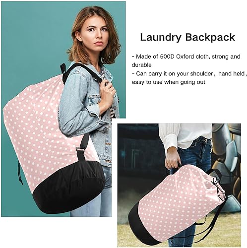 Miniatura 5 de ElliTarr Mochila para lavandería, cesta extra grande resistente para ropa sucia, correas ajustables para campamento, universidad, gimnasio, hotel,