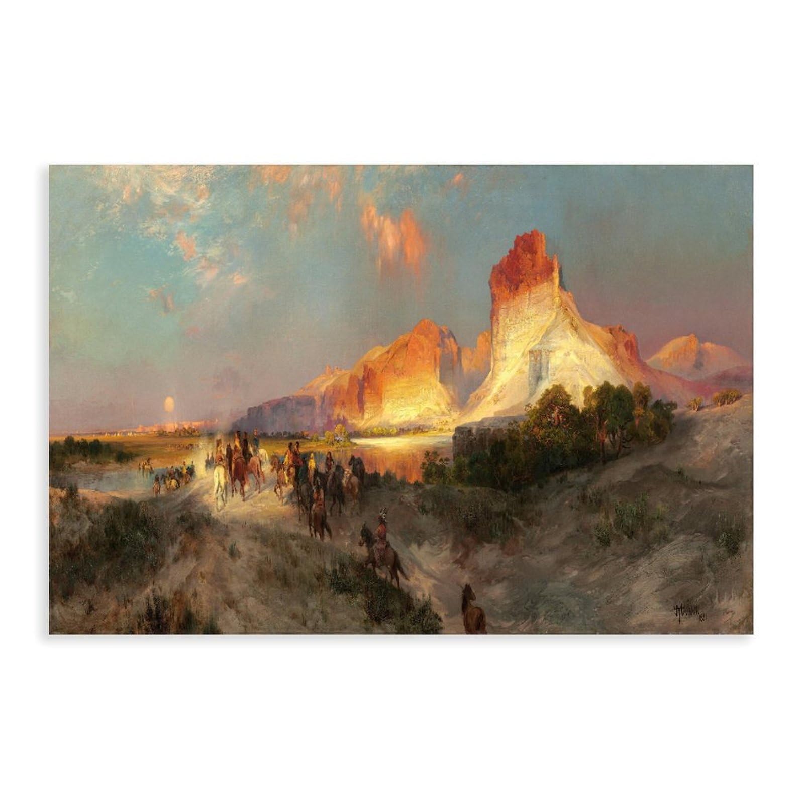 Piank Unframe Thomas Moran - Green River Cliffs Wyoming Poster Bedroom Canvas Decor Print Wall Art Office Room Aesthetic Decor Gift 24X36inch(60X90cm)