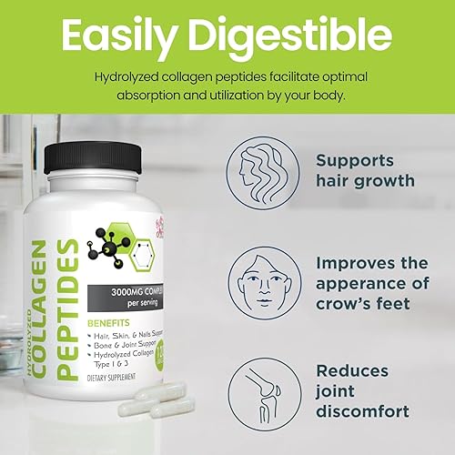 Miniatura 5 de MilaMiAmor - Péptidos de colágeno Proteína hidrolizada para el cabello, piel, uñas, articulaciones, huesos, músculos e intestinos Fórmula de fácil