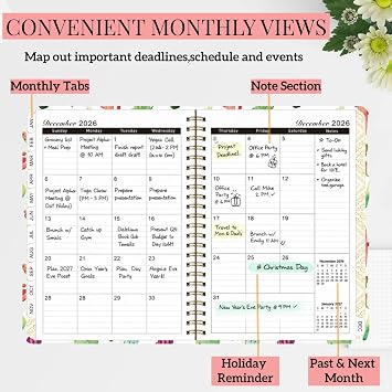 Planner 2026, Jan 2026-Dec 2026 Monthly & Weekly Calendar Planner,A5 Size