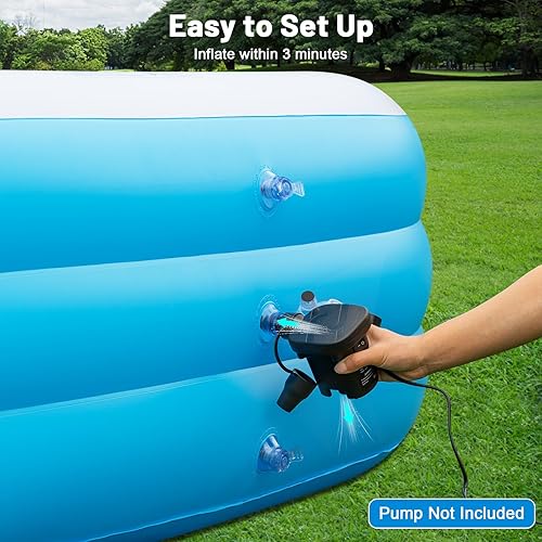 Miniatura 6 de Piscina inflable con luz, 145 x 74 x 22 pulgadas, piscina inflable familiar solar para niños, adultos, familia, piscina grande para niños, piscina