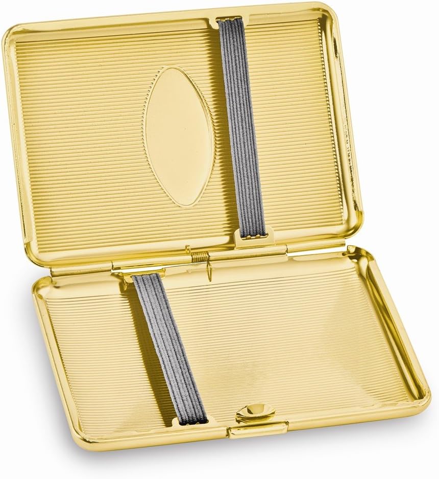 Solid Brass-Plated Elastic Holder (Holds 14 King) Cigarette Card Case