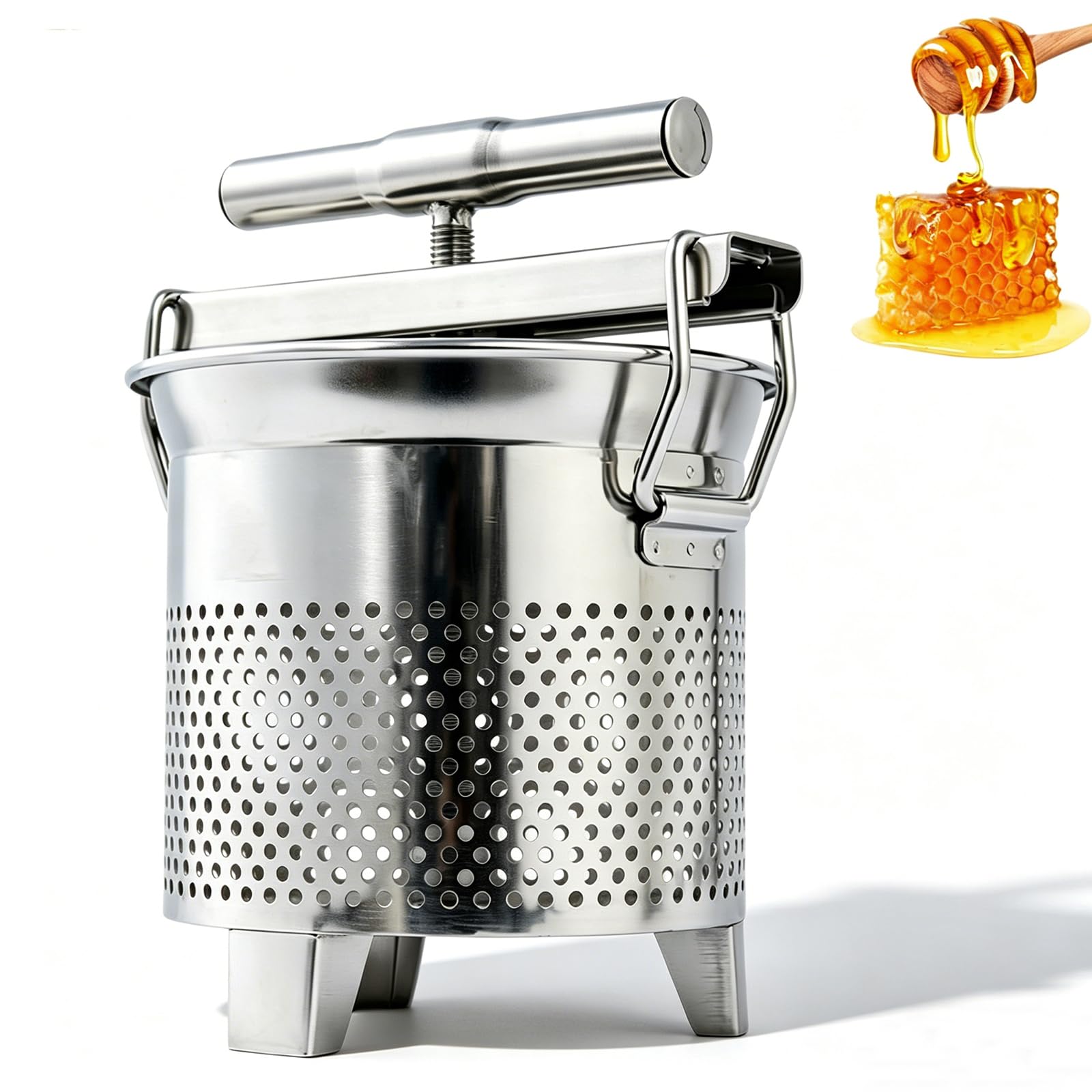 Machine À Cire D'extracteur De Presse De Miel, Presse À Nid D'miel en Acier Inoxydable 1.8L, Pores De Filtre Uniforme, pour Les Légumes, La Séparation du Yogourt Et des Graisses