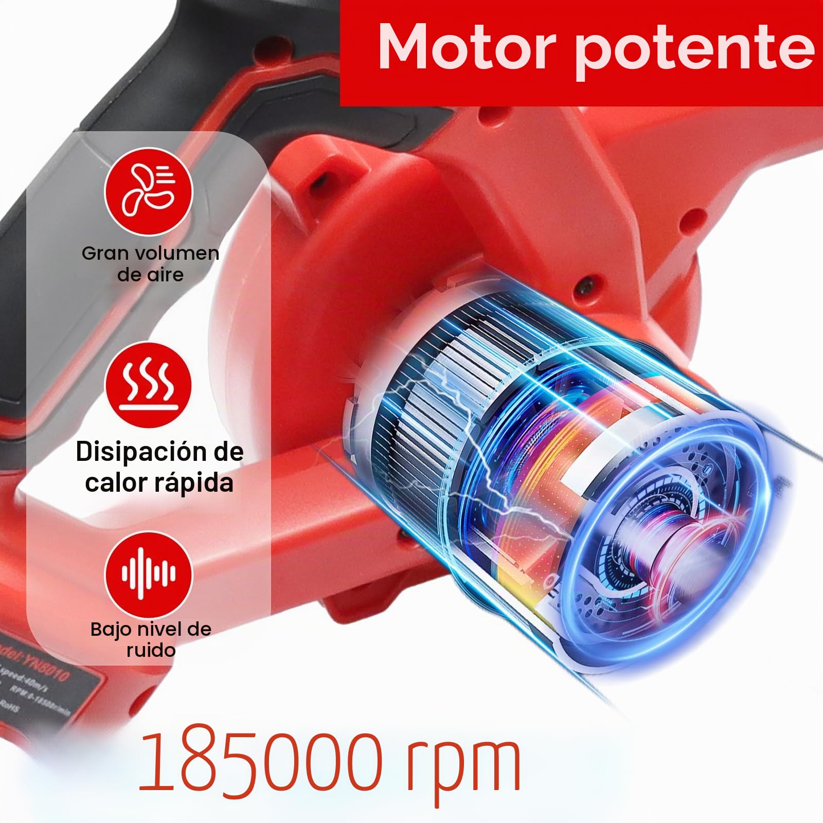 Soplador de Hojas inalámbrico Compatible con baterías Milwaukee de 18 V, soplador eléctrico Adecuado para el Cuidado del césped del jardín, eliminación de Polvo, Limpieza de Hojas en(sin batería)