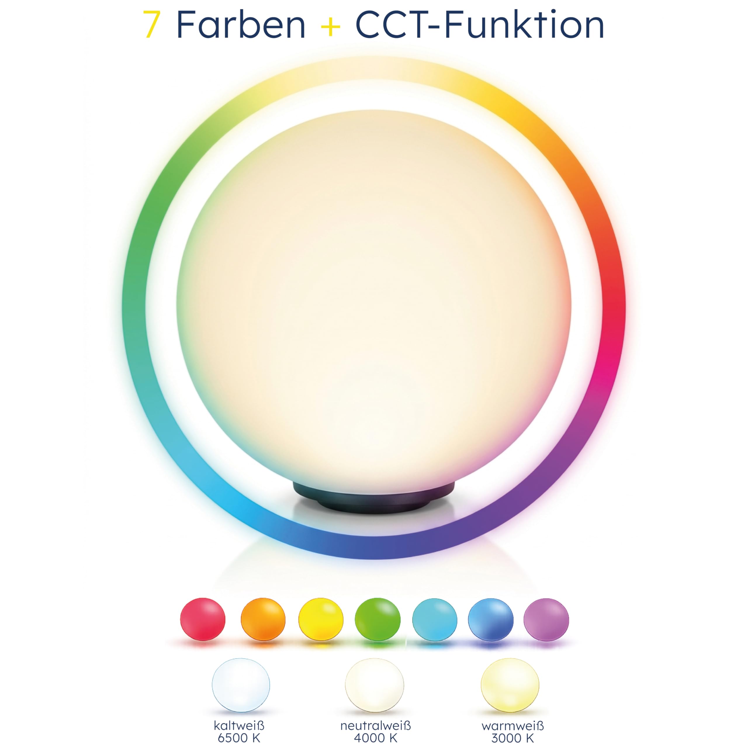 Esotec Solarkugel Liana CCT, 40cm, multicolor, Fernbedienung, Farbwechsel, RGB LED Gartenkugel, Leuchtkugel, Solarleuchte, Kugelleuchte, Kunststoff, IP44, wetterfest, winterfest, außen, 102641