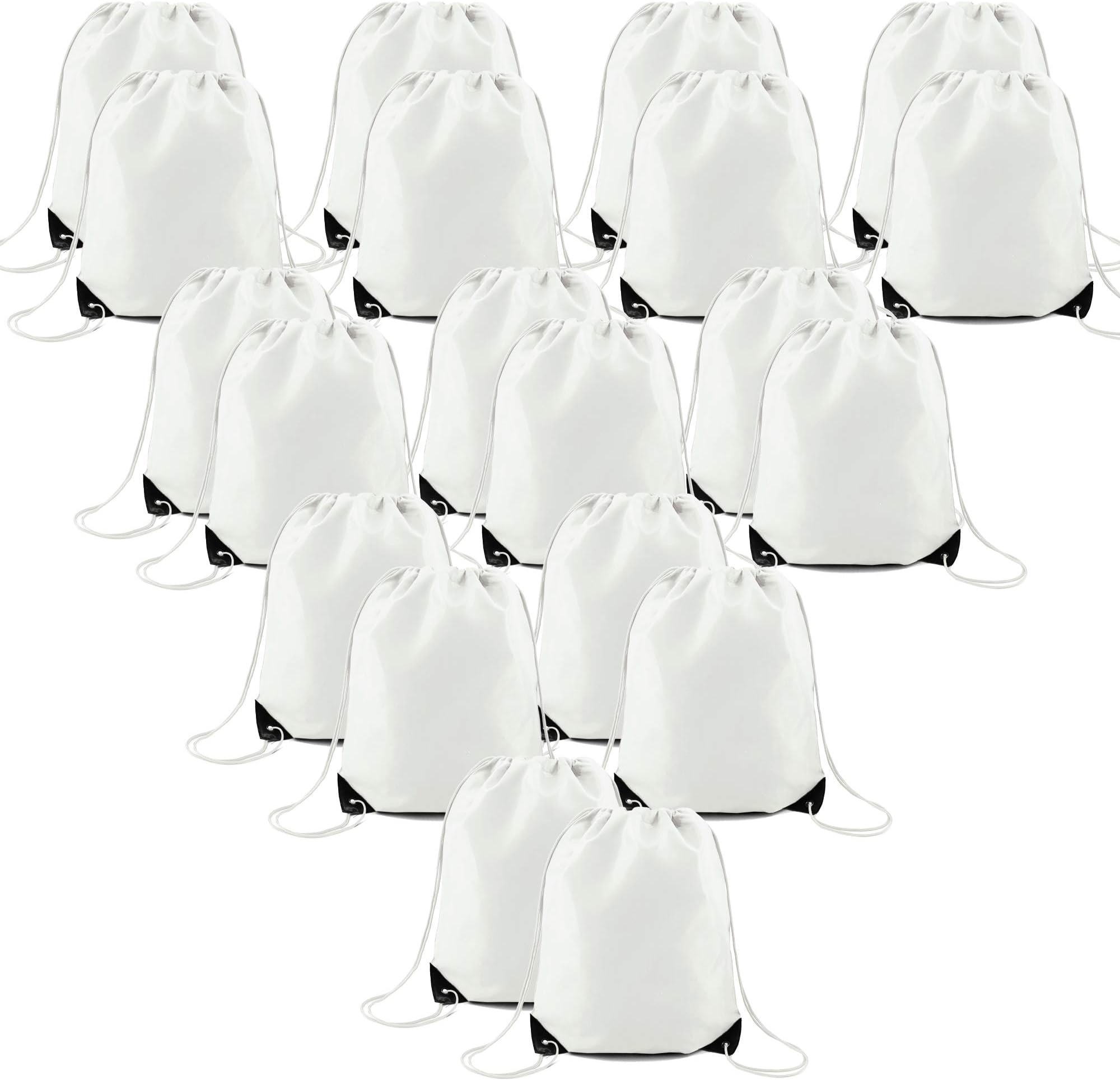 BeeGreen White Custom Drawstring Bags 20 Pack for Gym