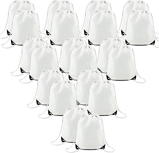 BeeGreen White Custom Drawstring Bags 20 Pack for Gym