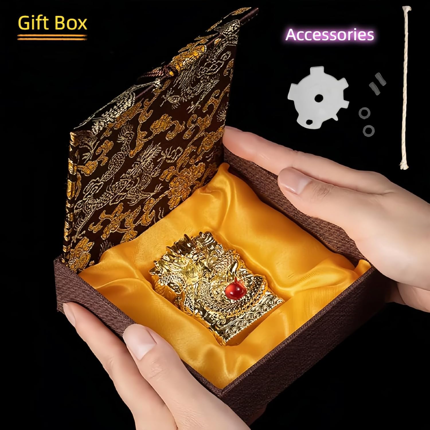 Refillable Kerosene Lighter - Vintage Dragon Design, Windproof Soft Flame Trench Lighter for Men & Women, Collectible Antique Gifts (Colored)