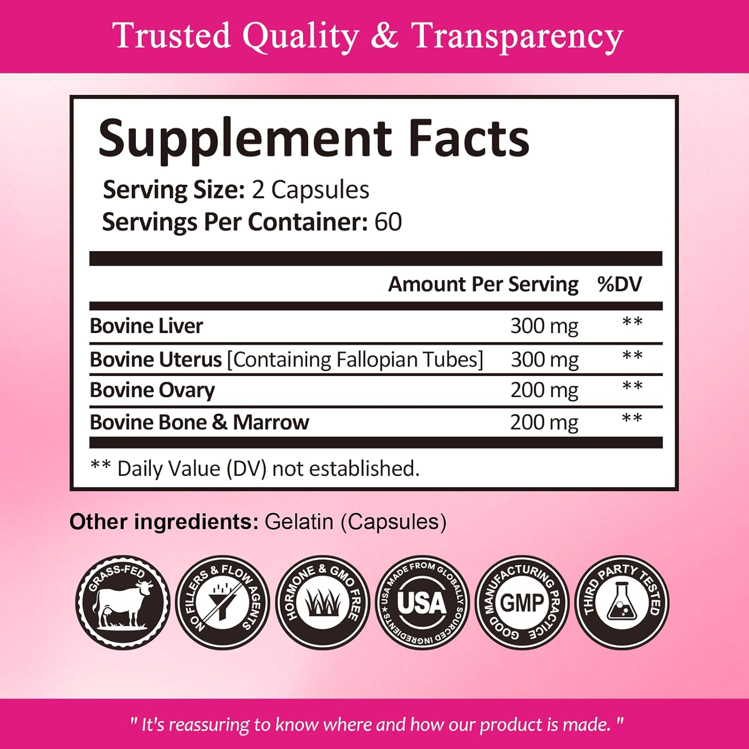 Beef Organ Supplement for Women - Ferritin Supplement for Women, Grass Fed Liver, Uterus, Ovary & Bone Marrow - Natural Anemia Support, Energy & Hormone Balance - Pasture Raised- 360 Count