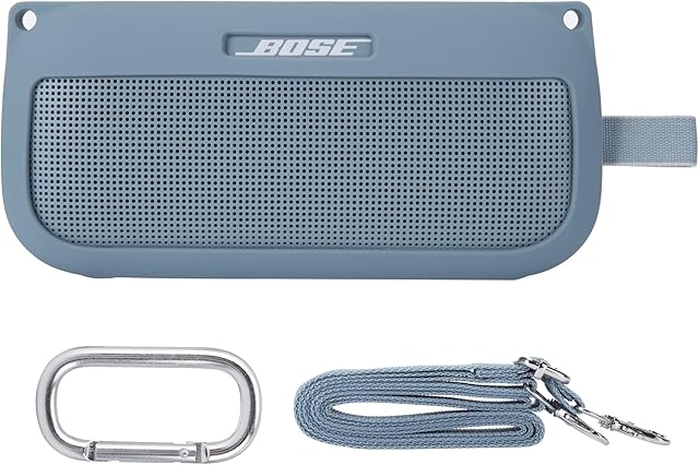 co2CREA Case Silicone for Bose SoundLink Flex Bluetooth Portable Speaker, Portable Ultra-light Protective Sleeve with Carabiner and Shoulder Strap (Speaker and Accessories not Included)