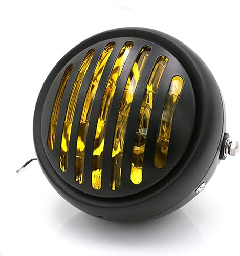 Miniatura 6 de TASWK Lámpara de cabeza de parrilla para faros delanteros de motocicleta de 6 12 pulgadas Cafe Racer Bobber Chopper (lente transparente)