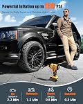 AUTDER Cordless Tire Inflator, 180PSI Portable Air Compressor with 21V Rechargeable Battery & 12V DC Car Adapter, Fast Inflation Digital Pump for Cars, Motorcycles, Bikes & Balls - Yellow