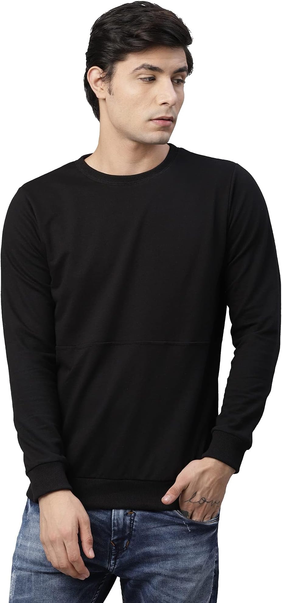 RigoMen Charcoal Colourblock Terry Sweatshirt