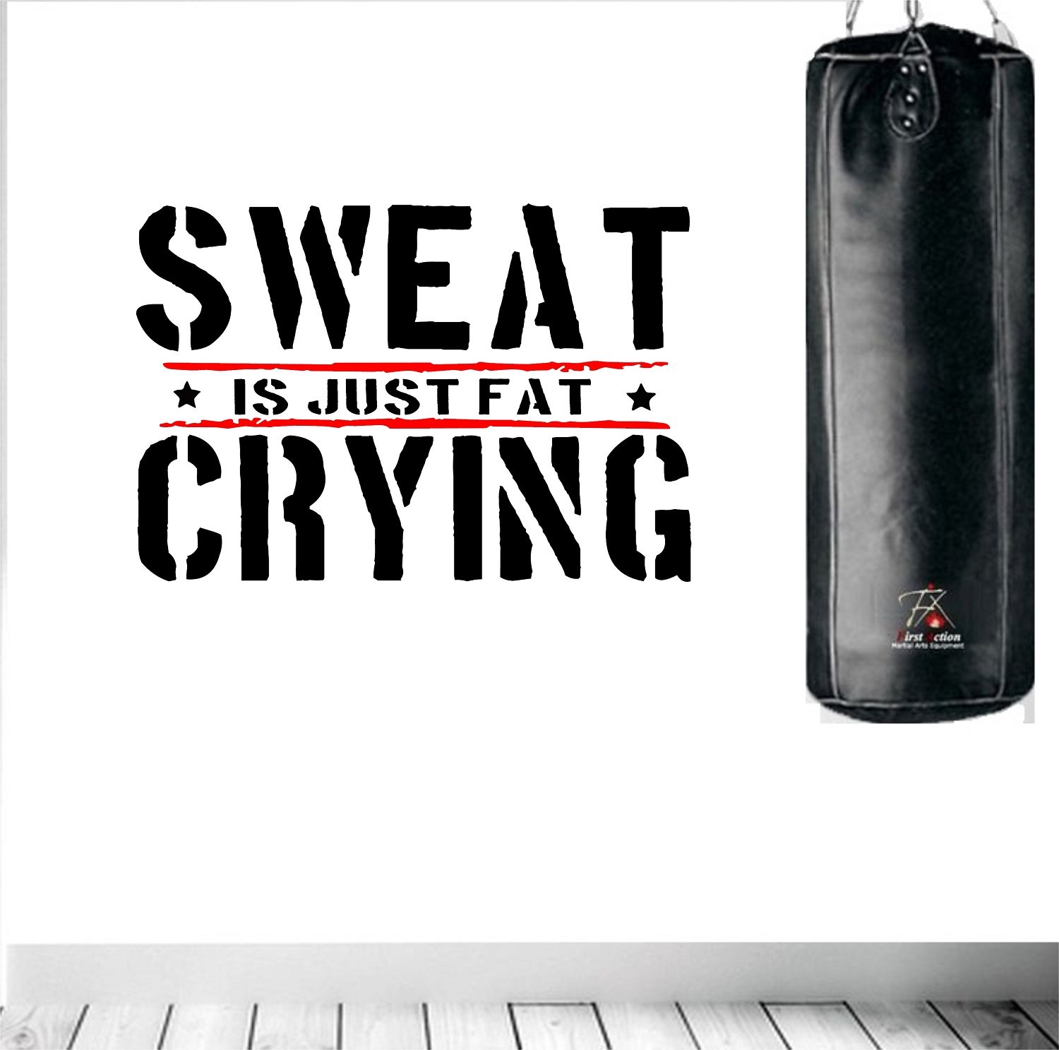 Sweat is just Fat Crying. Wall Fitness Decal Quote Gym Kettlebell Crossfit Gym Decor Wall Mural (23