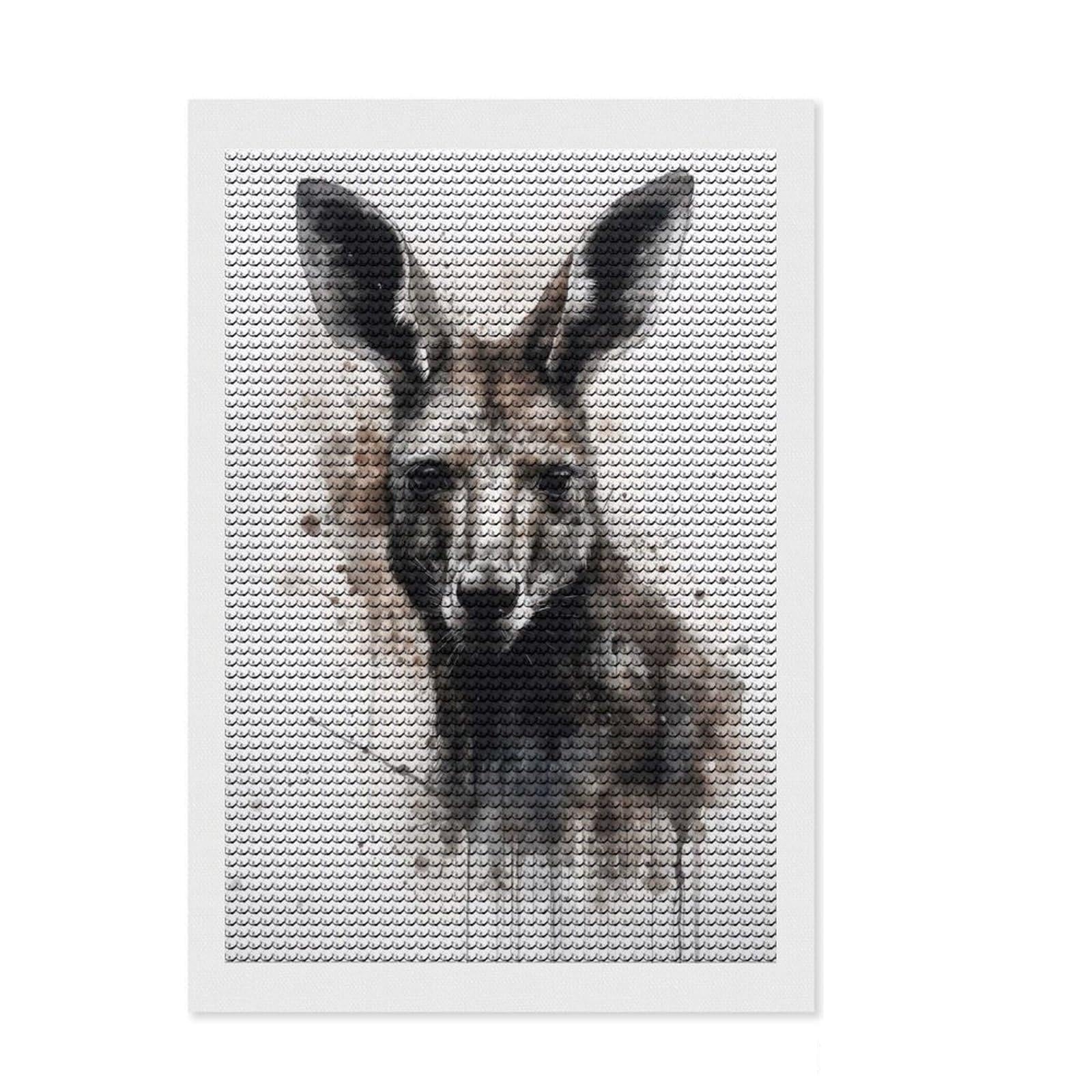 Junmoney Kangaroo Beauty Diamond Art Canvas 8"x12", Stress Relief Craft, Neat Printed Canvas, Modern Decor, for Family Craft Time