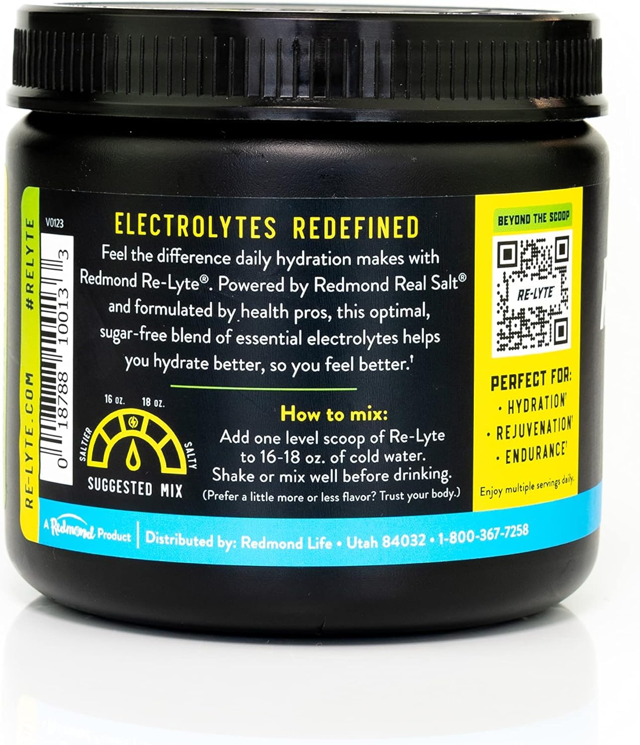 REDMOND Re-Lyte HYDRATION Drink Mix LEMON LIME LARGE, 408g Dose - Elektrolytepulver, zuckerfrei, mit echtem Redmond Real Salt und über 60 wichtigen Mineralstoffen & Spurenelementen