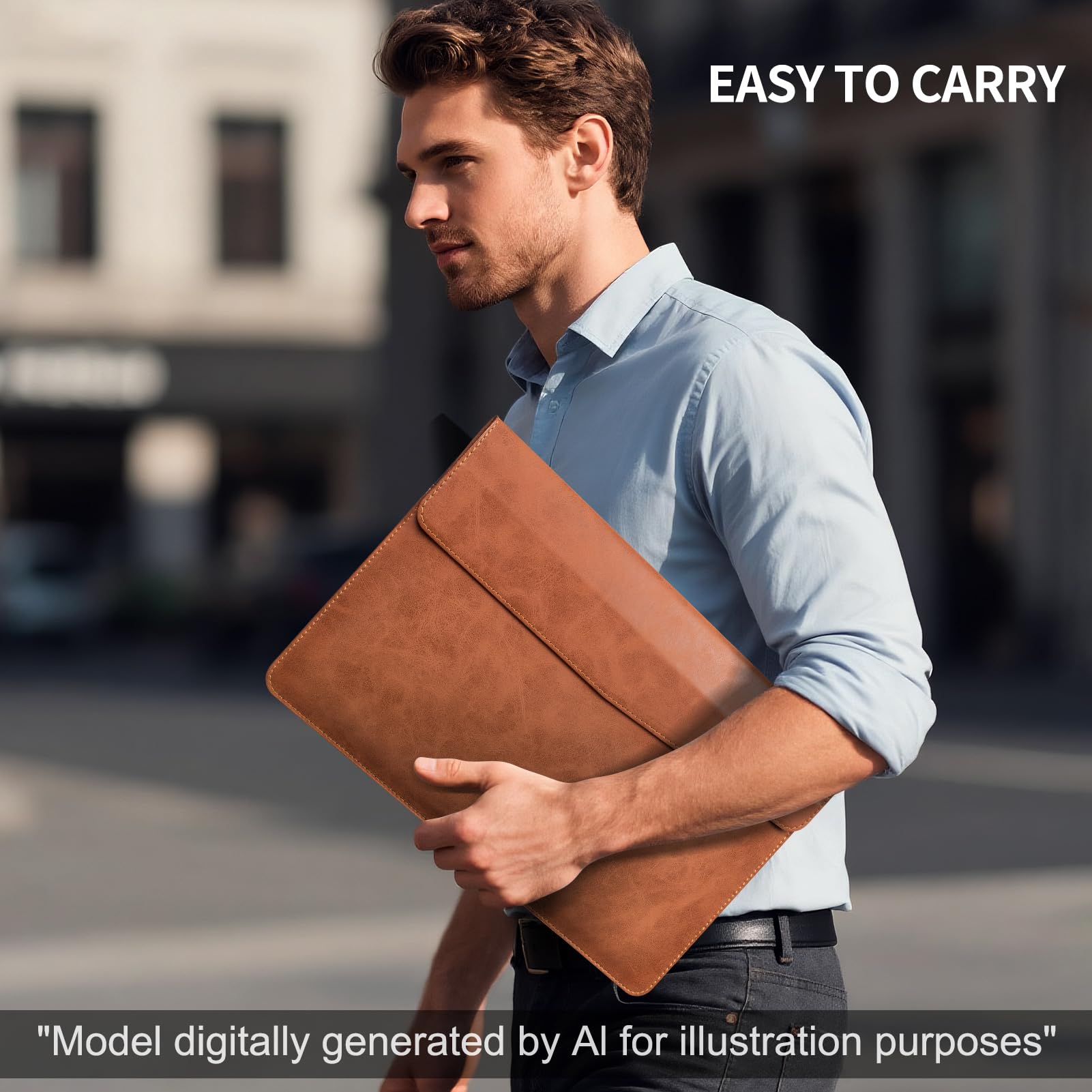 Funda de piel para laptop de 16 pulgadas compatible con MacBook Pro de 16 pulgadas M5 M4 M3 M2 M1 Pro/Max y MacBook Air de 15 pulgadas M5 M4 M3 M2, funda protectora de piel auténtica, marrón