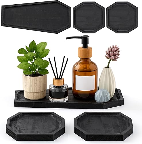 Bandeja de ataúd gótica retro de Halloween, para decoración de baño, bandejas de joyería góticas, paleta de madera envejecida, color negro, gótica