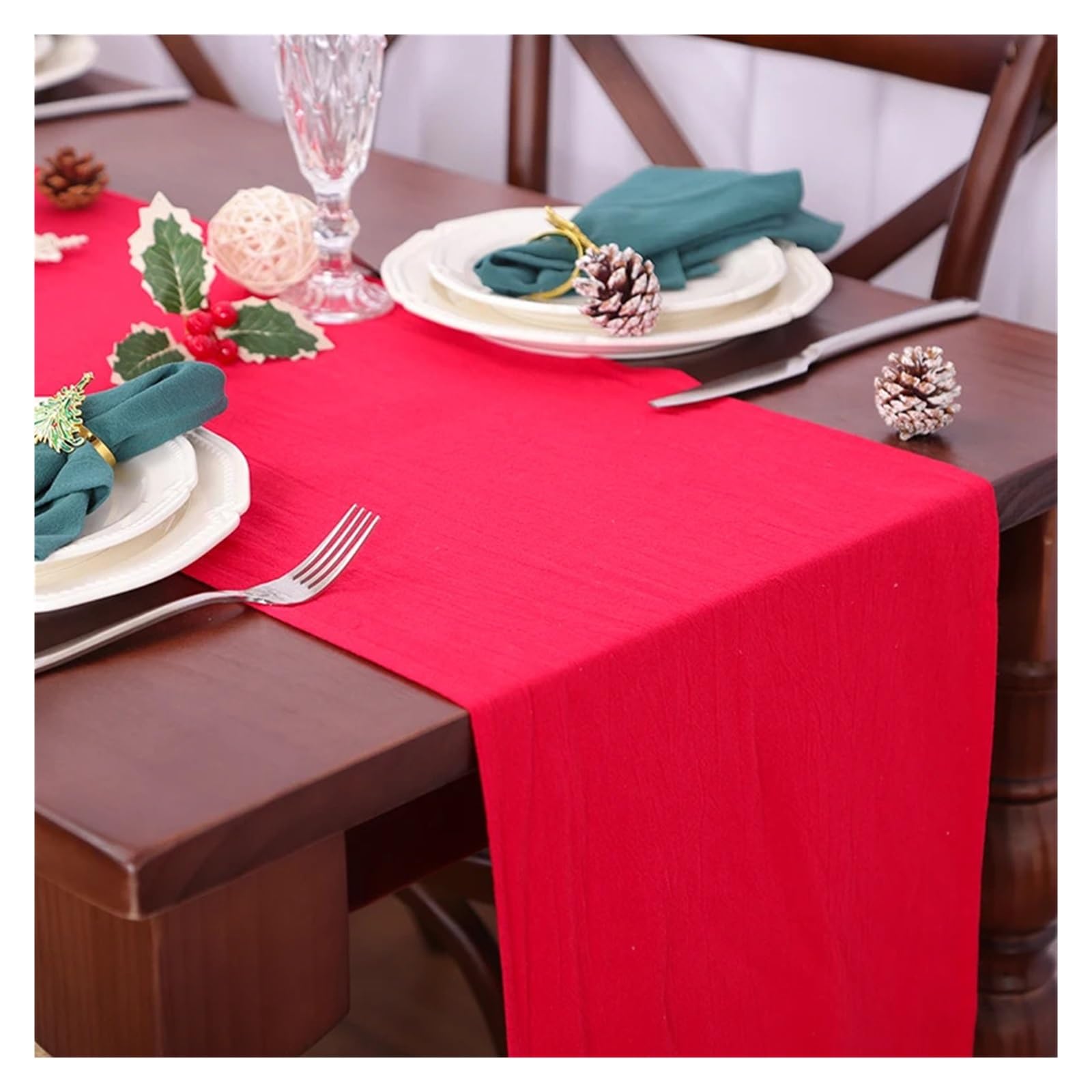 Ruffle Table Runner Cotton Ruffle White Table Runners for Rustic Wedding Decoration Birthday Party Living Room(Black,30X180CM 1pc)