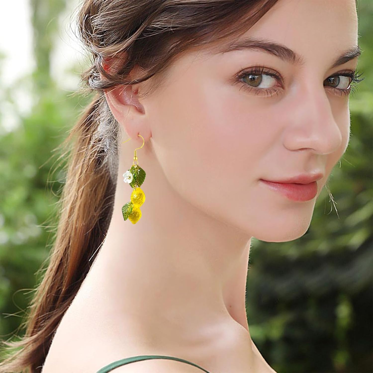 Lemon Fruit Earrings, 925 Sterling Silver Earrings for Women, Simulation Creative Handmade Cute Strawberry Raspberry Dangle Drop Jewelry - Image 2