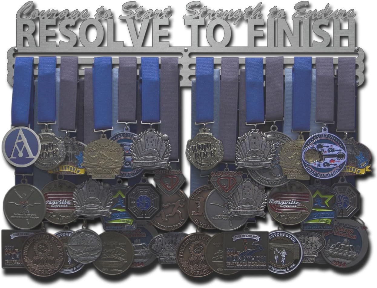 Allied Medal Hangers - Courage to Start, Strength to Endure, Resolve to Finish (18" Wide with 1 Hang bar) - Sports Awards Holder Display Hanger Rack - Multiple Variations Offered!