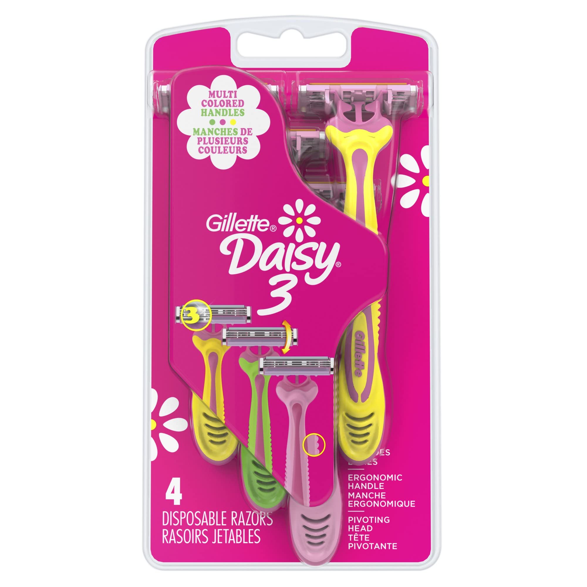 Gillette Daisy 3 Women's Disposable Razors, 4 Count
