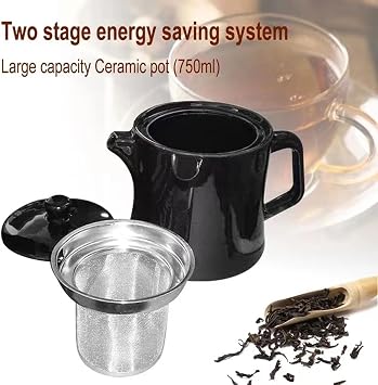 Tea Maker Double Pot Kettle with Infuser - 6L Electric Samovar Stainless Steel 1500W Keep Warm Function for Russian Tea,Black
