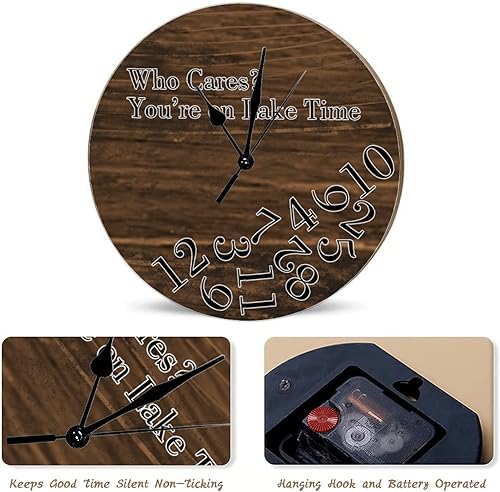 Vista 29 de Round Wall Clocks Whatever I'm Late Anyway Wood Wall Clocks Vintage Brown Wood Grain Distressed Clocks Battery Operated Rustic Shabby Wooden Clock